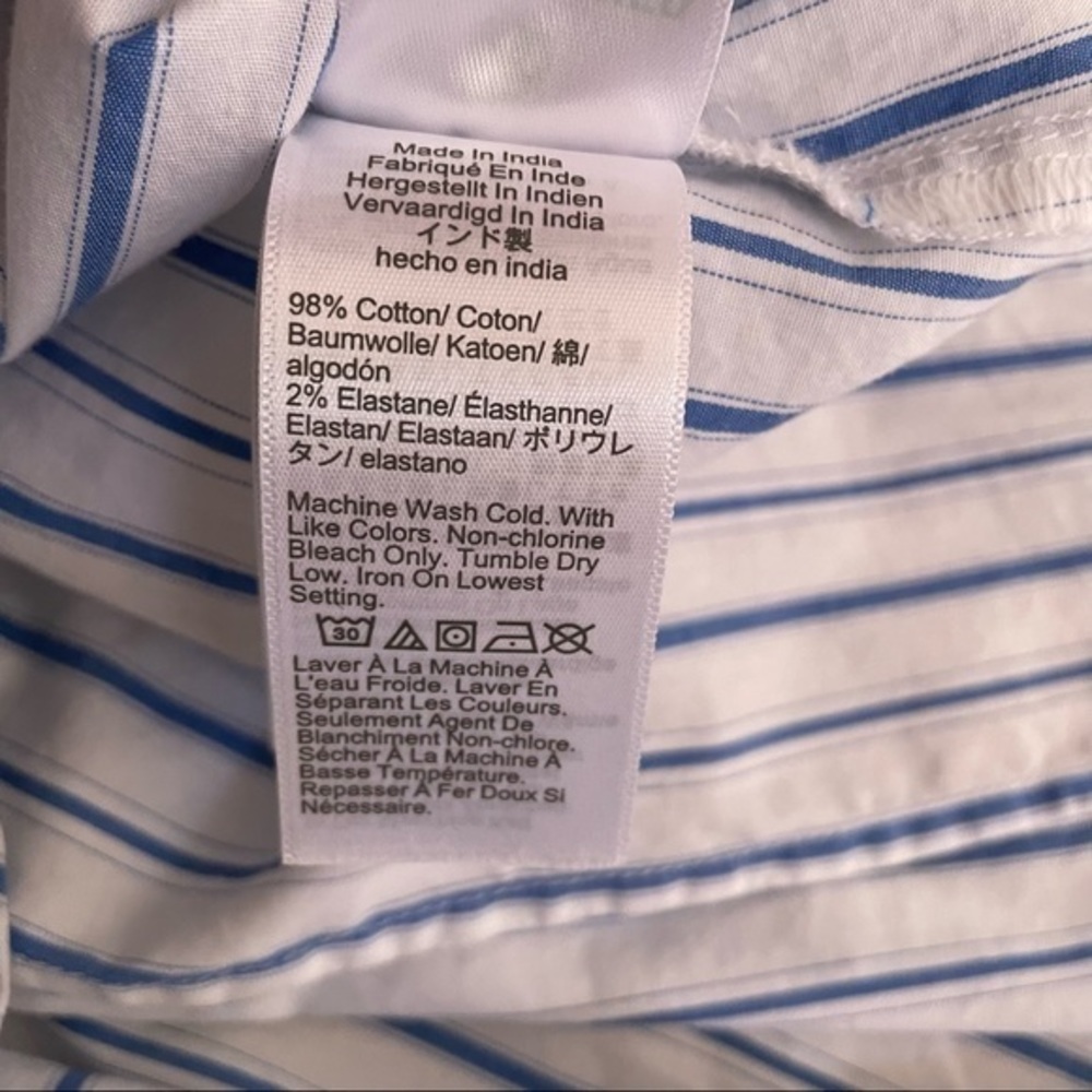 J.‎ Crew Factory blue striped button down top size M - Picture 6 of 7